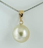 Zonder minimumprijs - Hanger - 18 karaat Geel goud Parel -