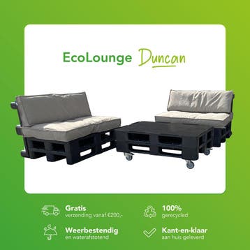 Pallet Tuinset van kunststof - Palletbank, Tuin en Terras, 4 zitplaatsen, Kunststof, Bank, Nieuw