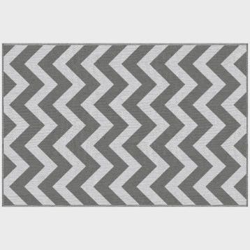 Waterdicht Buitentapijt 121x182cm - Lichtgrijs/Wit Zigzag -, Verzenden, Nieuw