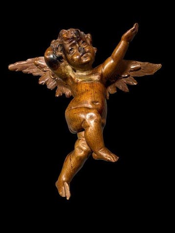 sculptuur, Engel - 28 cm - Hout - 1900