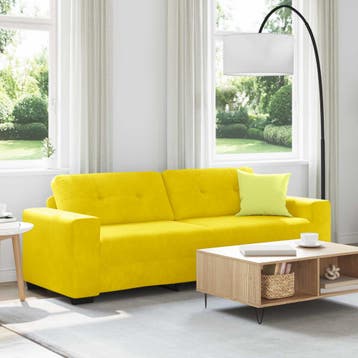 vidaXL 3-Zits Bank Geel 220 cm Fluweel, Verzenden, Nieuw, Driepersoons, Stof