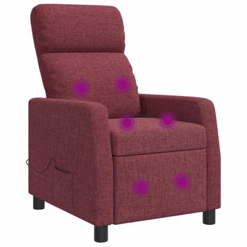 vidaXL Massage Recliner Wijnrood Stof, Verzenden, Nieuw