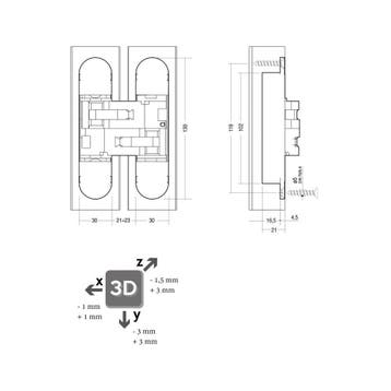 Intersteel Deurscharnier onzichtbaar 130x30mm zamak – zwart, Verzenden, Nieuw