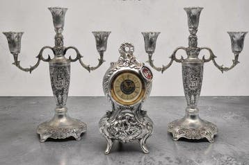 Pendule (3) - Verzilverd - 1950-1960 - Bronzallure Milano