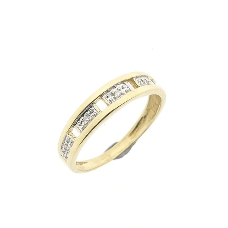 Gouden ring met diamanten; 0,03 ct., Sieraden, Tassen en Uiterlijk, Ringen, Dame, Met edelsteen, Goud, 17 tot 18, Gebruikt, Goud