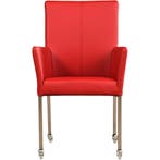 Leren eetkamerstoel Comfort met wieltjes en armleuning -, Huis en Inrichting, Stoelen, Nieuw, Leer, Ophalen of Verzenden, Modern