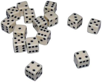 Mini Dobbelstenen 7 mm - Ivoor (15 stuks) | Spellenrijk -, Verzenden, Nieuw
