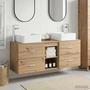 vidaXL Badkamerkastenset 3 st Artisanaal eiken 49,5 x 41 x, Verzenden, Nieuw