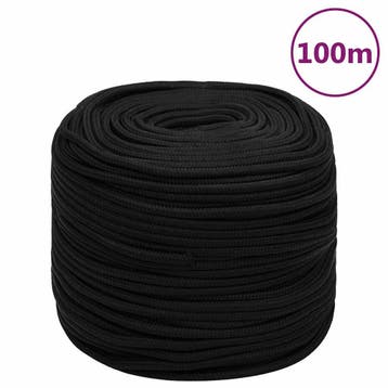 vidaXL Werktouw 8 mm 100 m polyester zwart, Verzenden, Nieuw