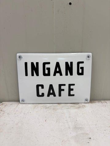 Ingang Café – Emaille Horecabord – Klassieke Nederlandse, Antiek en Kunst