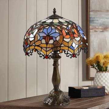 Tafellamp - Tiffany-stijl glas-in-lood tafellamp - Metaal,