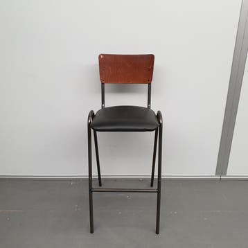 Retro hoge stevige barkruk - antraciet skai bekleding (allee, Ophalen of Verzenden, Nieuw