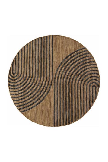 Rond Buitenkleed | Mira | Bogen | Zwart | 200x200 cm, Verzenden, Nieuw