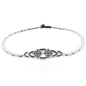 Witgouden cobra schakelarmband met diamanten; 0,28 ct., Gebruikt, Overige kleuren, Ophalen of Verzenden, Met edelsteen