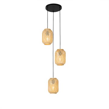 Oosterse hanglamp bamboe 3-lichts - Yvonne, Verzenden, Nieuw, Oosters