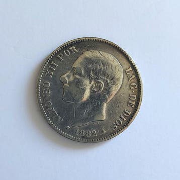Spanje. Alfonso XII. 5 Pesetas 1882 MSM (Zonder