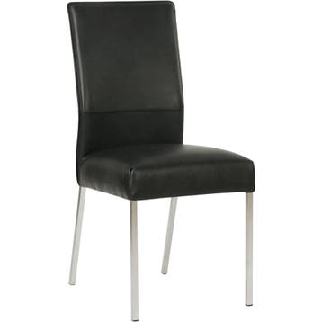 Leren eetkamerstoel Real - Granada Black (zwart) - Poten, Huis en Inrichting, Stoelen, Zwart, Nieuw, Ophalen of Verzenden, Eén