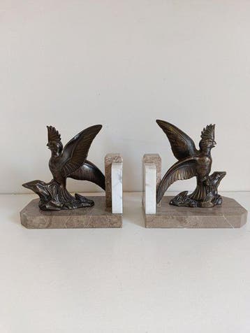 Boekensteunen - Zinklegering, Marmer - Art déco-serres en