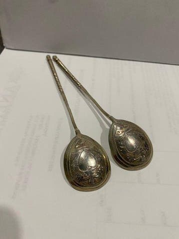 Koffielepel (2) - .875 (84 Zolotniki) zilver
