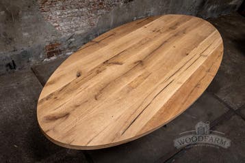 Oud eiken eettafel | recht | ovaal | rond, Eikenhout, Vijf personen of meer, Stoer, robuust, industrieel & landelijk, Nieuw