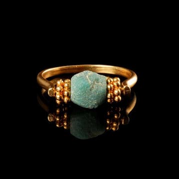 Oud-Romeins, Keizerrijk Ring met Romeinse turkoois glaskraal