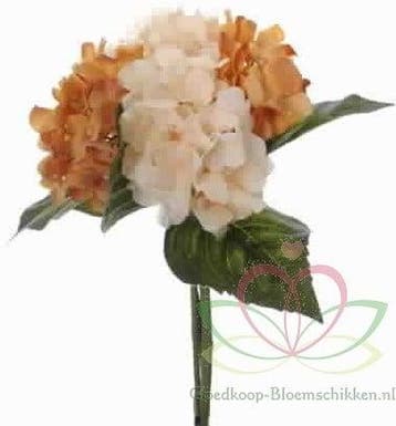 Hortensia Hydrangea Boeketje Amber Zijdenbloem 5 stuks, Ophalen of Verzenden, Nieuw