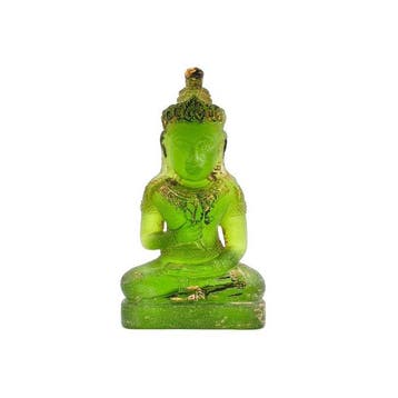 Oude Indochinezen Verguld Groen Archaïsch Glas Boeddha op