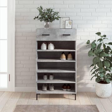 vidaXL Schoenenkast 60x35x105 cm bewerkt hout betongrijs, Verzenden, Nieuw