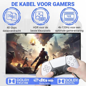 SBVR HDMI Kabel 2.1 8K Ultra HD - 4K 120 Hz - Nylon HDMI, Audio, Tv en Foto, Ophalen of Verzenden, Zo goed als nieuw