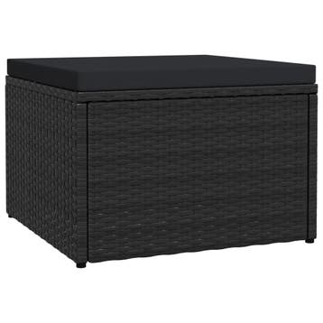vidaXL Tuinvoetenbank met kussen poly rattan zwart, Verzenden, Nieuw