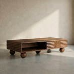 *WOONWINKEL* Houten Salontafel Met Houtsnijwerk, Verzenden, Nieuw