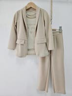 Blazer- en broekset voor meisjes met T-shirt Beige 3-delig, Ophalen of Verzenden, Nieuw, Meisje