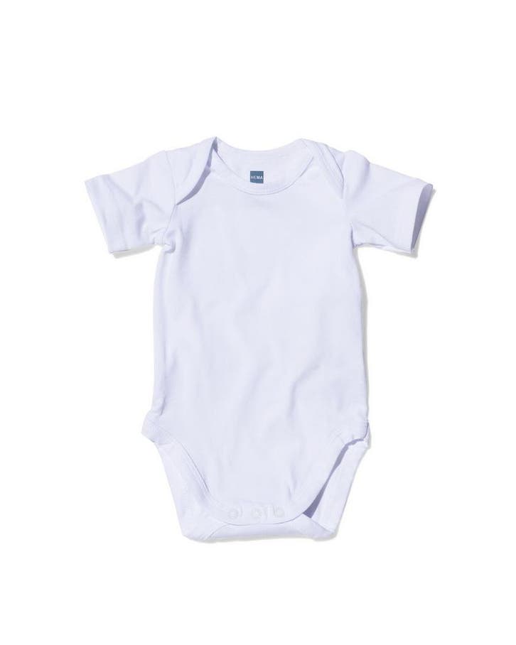 HEMA Romper organic katoen stretch korte mouw - 2 stuks wit, Kinderen en Baby's, Babykleding | Overige, Nieuw, Verzenden