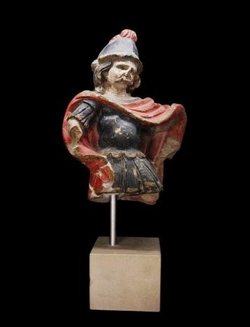 Post-middeleeuws - Veelkleurige kalkstenen sculptuur - Sint