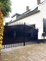 Inrijpoorten, sierhekwerk, schuifpoorten, lamellen hekwerk, Nieuw, IJzer, Sierhekwerk, Met poort