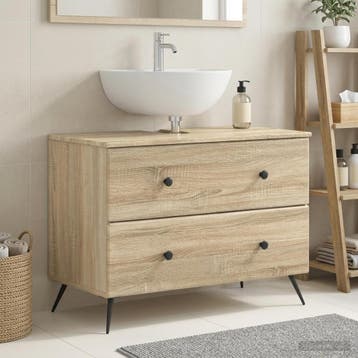vidaXL Badkamer wastafelkast BREDA Sonoma Eiken 82 x 41 x 59, Verzenden, Nieuw, Wastafelkast
