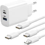 Duo Snellader Samsung + 2x Oplaadkabel 1 Meter - USB C en, Ophalen of Verzenden, Nieuw