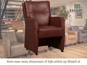 Leren eetkamerstoel Sharp - Granada Rouge (rood) - Met, Eigentijds, Modern, Nieuw, Leer, Ophalen of Verzenden