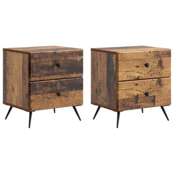 vidaXL Nachtkastje 2 pcs Oud hout 43 x 34,5 x 47,5 cm, Minder dan 45 cm, Verzenden, Nieuw, Minder dan 55 cm