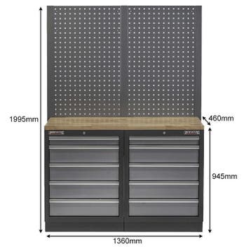 Werkbank set met hardhouten werkblad, gereedschapsbord en 10, Ophalen of Verzenden, Nieuw