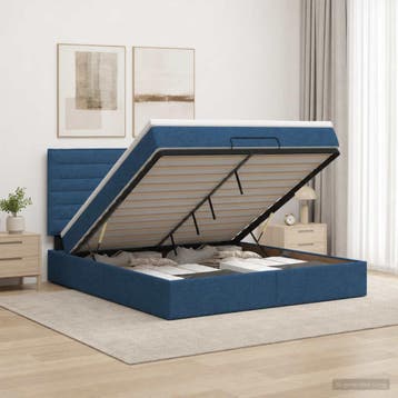 vidaXL Ottoman bed met matras met hoofdeinde Blauw 140 x 190, Verzenden, Nieuw, Tweepersoons, Blauw