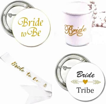 12-delige Vrijgezellenfeest set Bride to Be wit met goud, Kleding | Dames, Trouwkleding en Trouwaccessoires, Ophalen of Verzenden