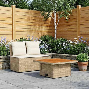 vidaXL 2 Stuk Tuin middelste sofa met uitschuiftafel poly, Verzenden, Nieuw, Rotan, 2 zitplaatsen