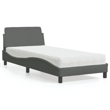 vidaXL Bed met matras Dover stof donkergrijs 90x190 cm, 90 cm, Eenpersoons, Verzenden, Nieuw