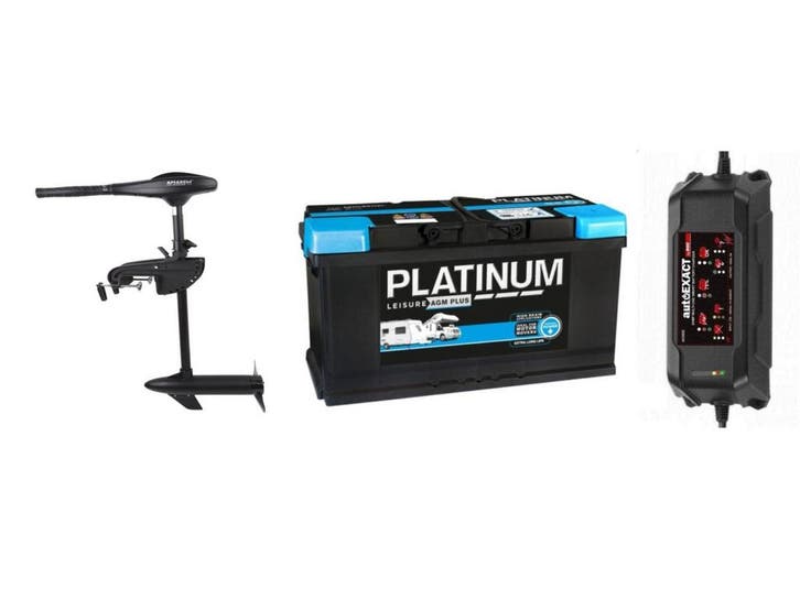 Fluistermotor 86LBS + 2x 100ah AGM accu + 5ah acculader, Auto-onderdelen, Accu's en Toebehoren, Verzenden