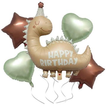 Happy Birthday folie ballonnen set 5-delig dinosaurus, Verzenden, Nieuw, Versiering, Verjaardag