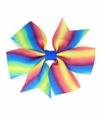 Haarspeld Duckklem 8cm – Strik van Stof – Regenboog –, Nieuw