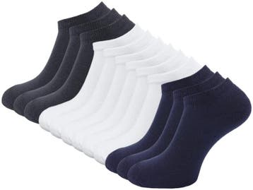 12 paar Dames badstof sneakersokken - Zwart/Wit/Marineblauw, Kleding | Dames, Verzenden, Nieuw