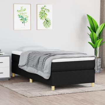 vidaXL Boxspring bed 80x200 cm stof zwart, Eenpersoons, Verzenden, Zwart, Nieuw