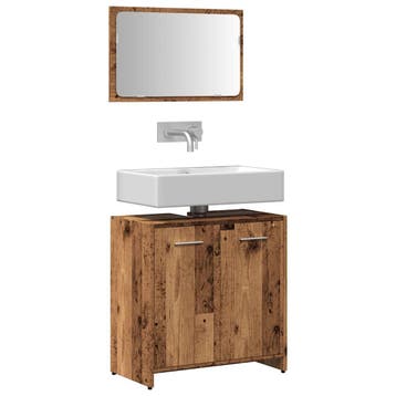 vidaXL Badkamerkast met spiegel bewerkt hout oud houtkleurig, Verzenden, Nieuw, (Half)hoge kast